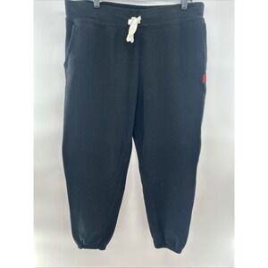 Polo Ralph Lauren Joggers Men 2XL Black Double Knit Pony Drawstring Sweatpants